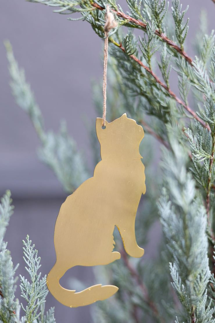 Gold Stencil Ornament - Cat