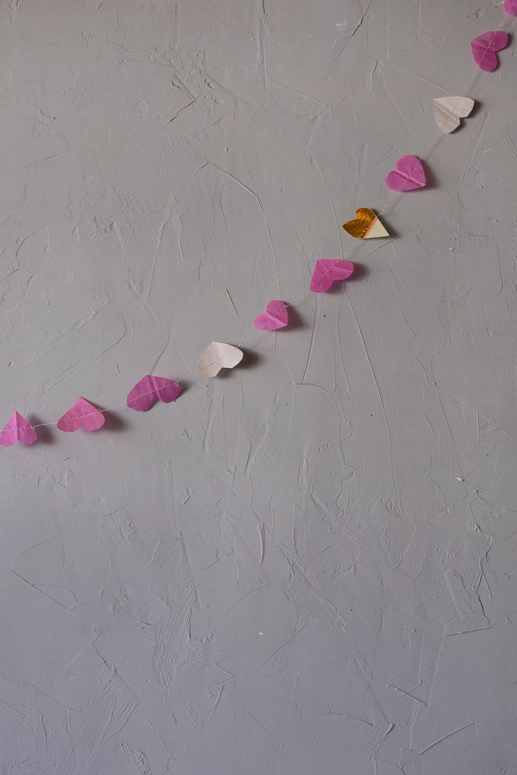 Heart Garland- Pink/gold/ Nude