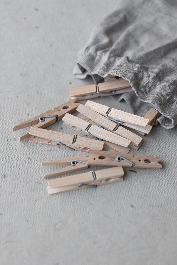 Clothespins in Linen Storage Bag
