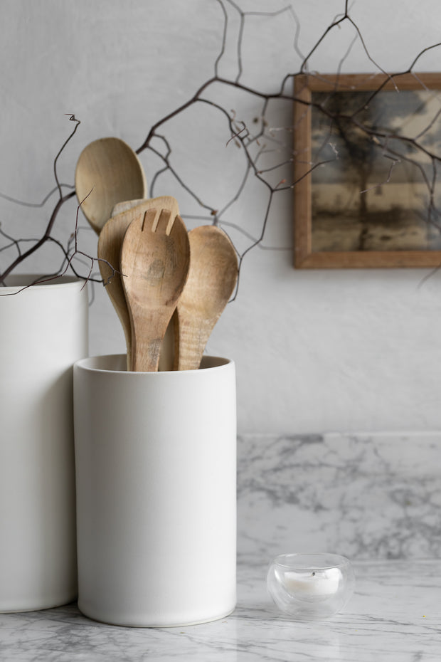 Ceramic Utensil Holder-Matte White