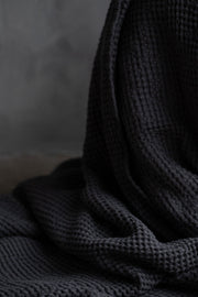 Notary Waffle Linen Bedspread - Charcoal