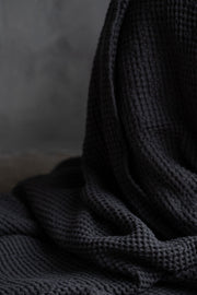 Notary Waffle Linen Throw - Charcoal