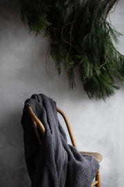 Notary Waffle Linen Bedspread - Charcoal