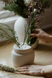 Lidded Ikebana Canister- Sand