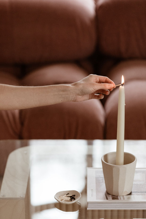 Faceted Cradle Candle Cup- Sand
