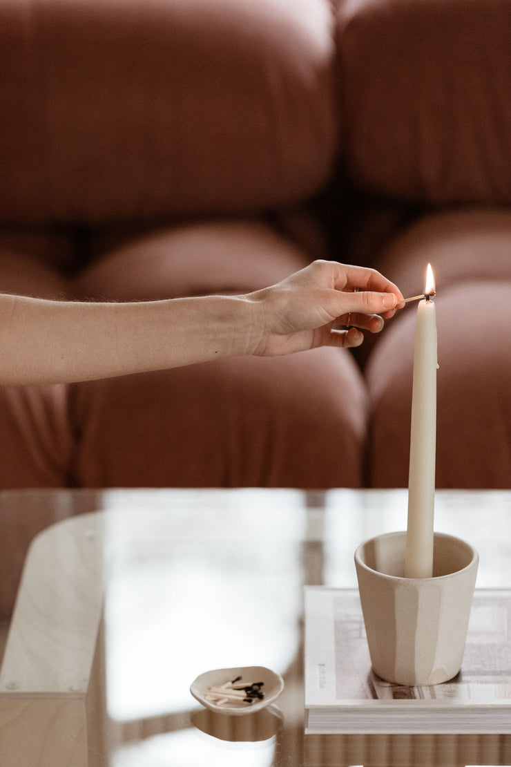 Faceted Cradle Candle Cup- Sand