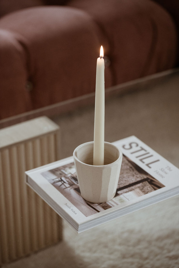 Faceted Cradle Candle Cup- Sand