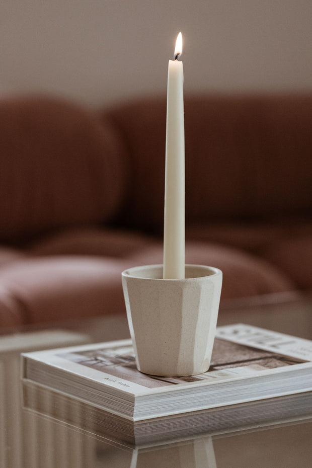 Faceted Cradle Candle Cup- Sand
