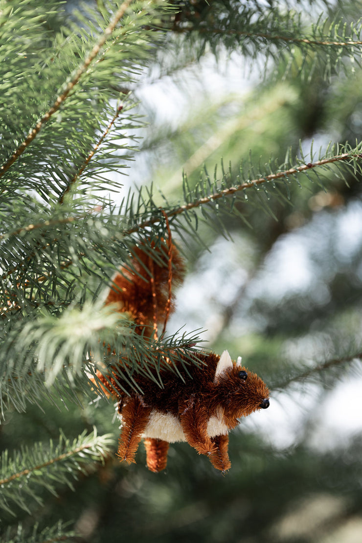 Squirrel Bottle Brush Ornament