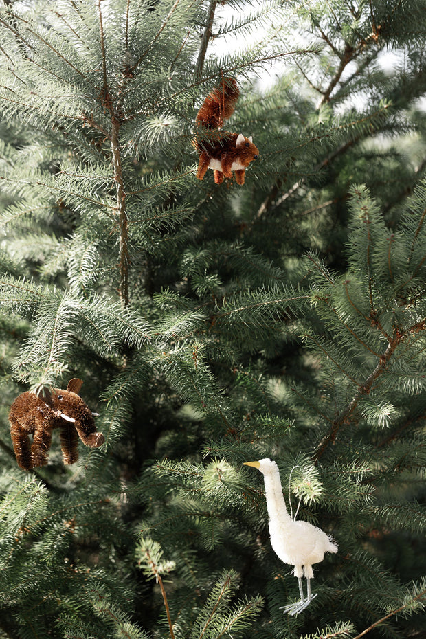 Heron Bottle Brush Ornament