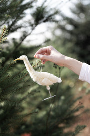 Heron Bottle Brush Ornament