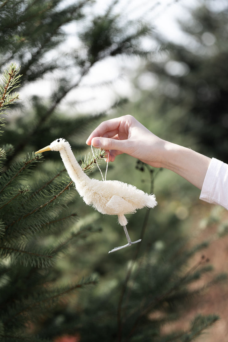 Heron Bottle Brush Ornament
