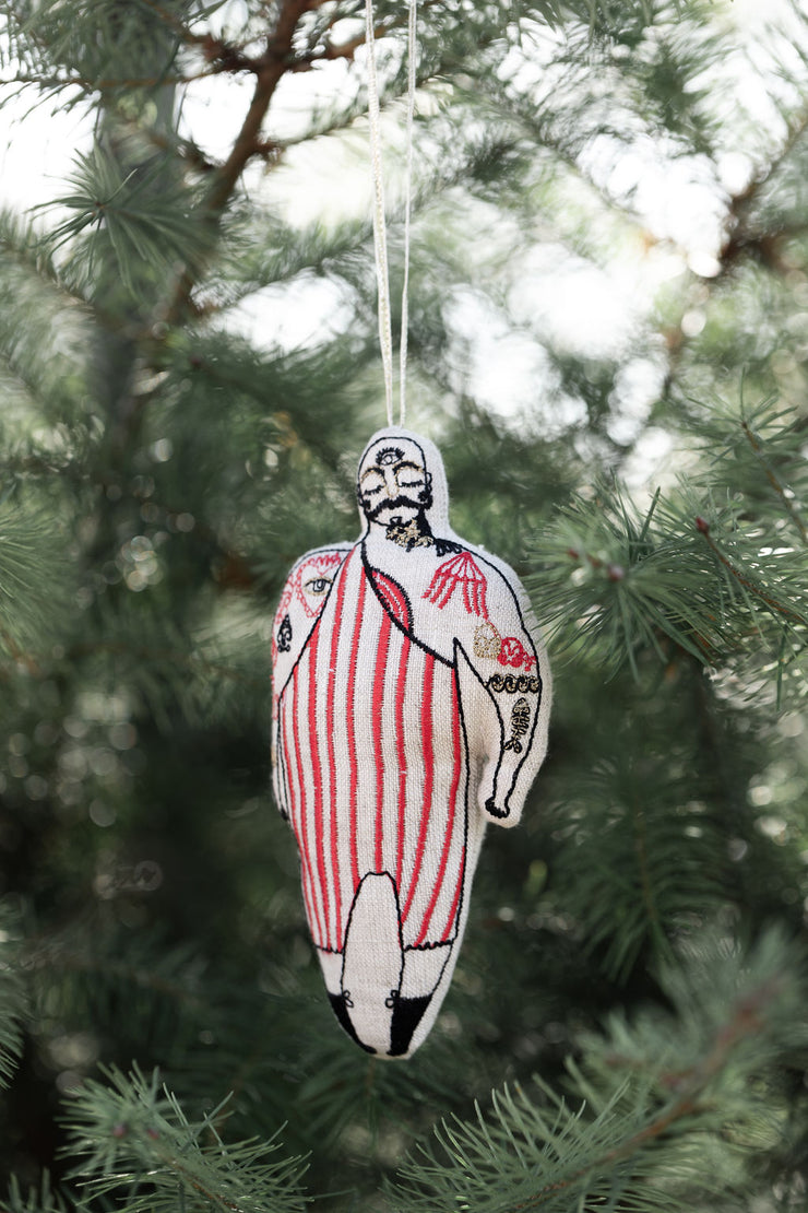 Tattooed Strong Man Cotton Ornament