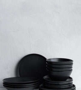 Notary Satin Black Dinnerware Set