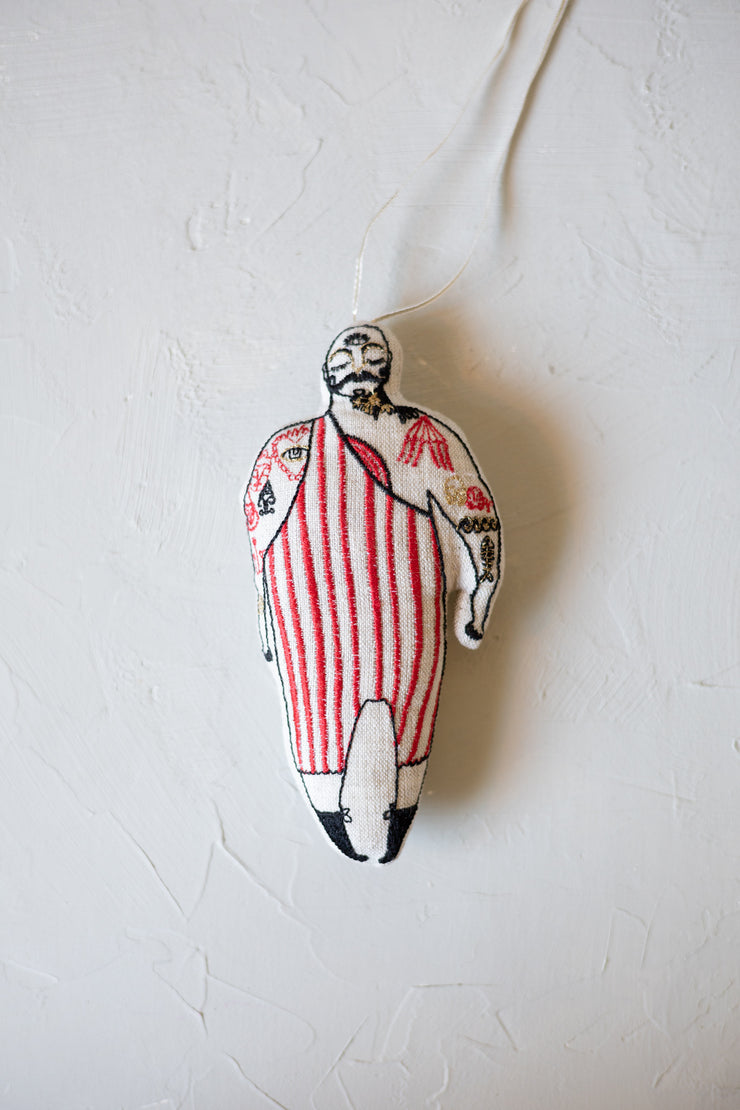 Tattooed Strong Man Cotton Ornament
