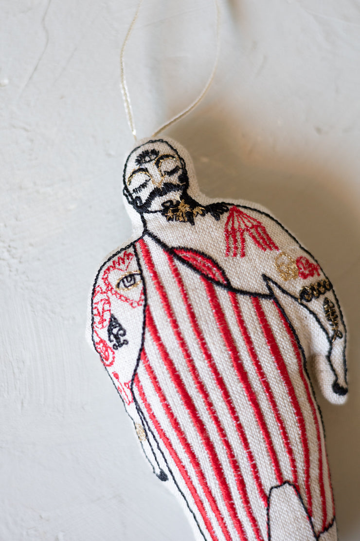 Tattooed Strong Man Cotton Ornament