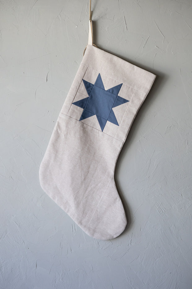 Indigo Patchwork Star Stocking