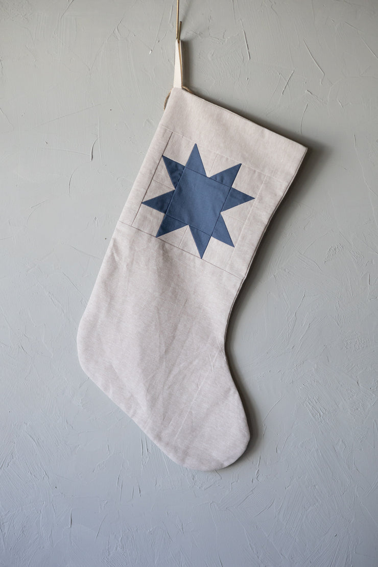 Indigo Patchwork Star Stocking