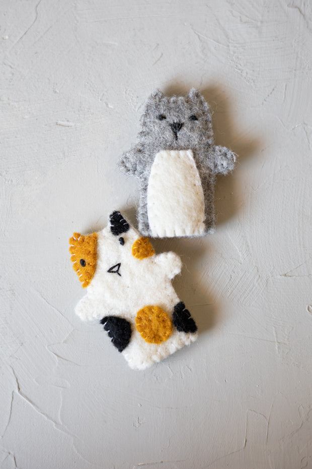 Wool Cat Finger Puppet Set