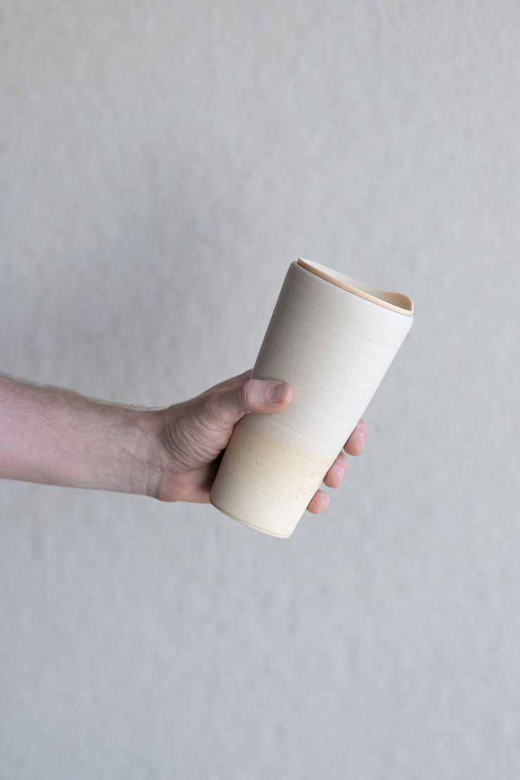 Tapered To Go Tumbler - Matte White Dipped